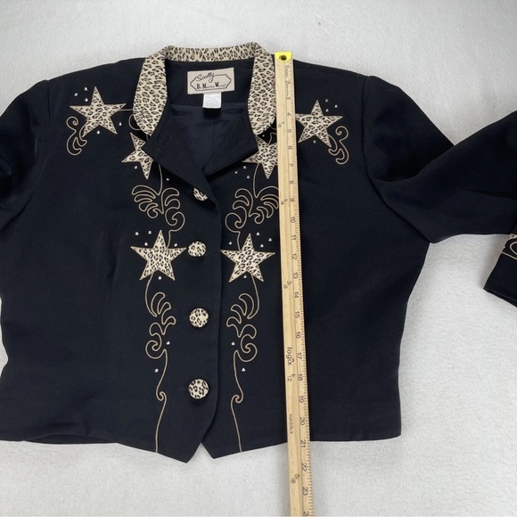 Scully Marsha Wright Vintage Jacket Women XL Crop Black Animal Print & Stars - Picture 9 of 13